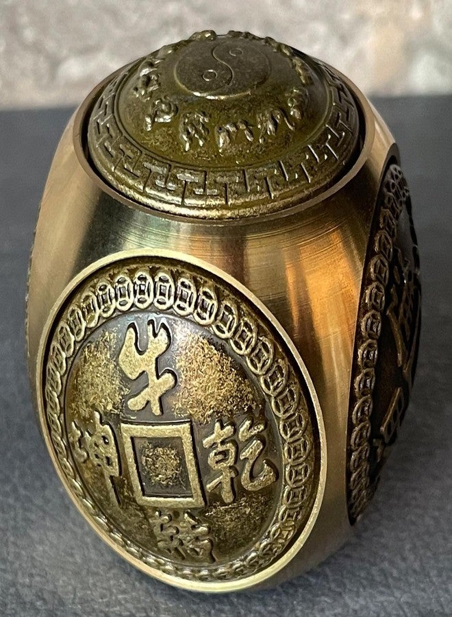 Briskfeel Brass Lucky Ball 6 Sides Rotatable Feng Shui Ornament Wealth Statue Treasure Ball Fengshui Sculpture Chinese Traditional Home Decor (G1 Large Lucky Ball) - Image 5